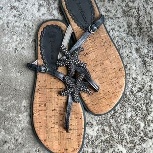 Juicy Couture Gray Rhinestone Starfish Sandals